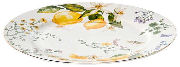 20-dielna sada jedálenského riadu biela a zelená porcelánový riad pre 4 osoby taniere a šálky citrónový vzor
