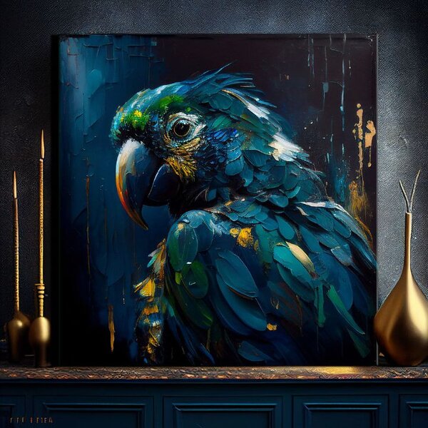 Dekoratívna maľba na plátne - PREMIUM ART - Rainbow Feathers in Flight - 60x60 cm