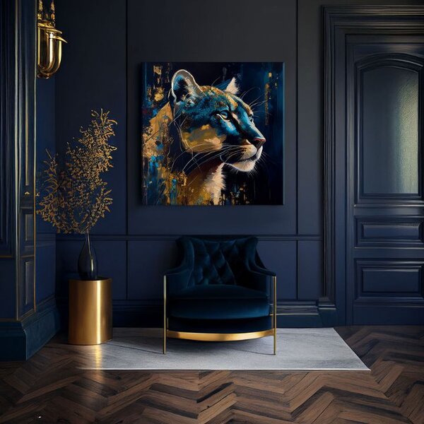 Dekoratívna maľba na plátne - PREMIUM ART - Silent Puma's Gaze - 80x80 cm
