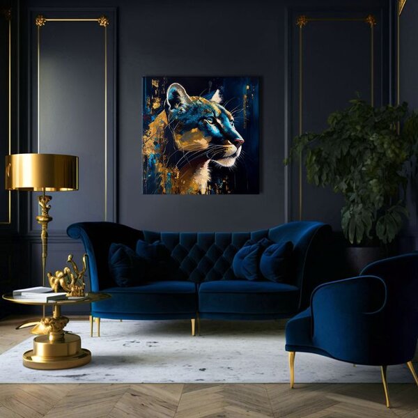 Set 3 obrazov Safari Gold — Jaguár, Jeleň, Puma - 3× 80×80 cm