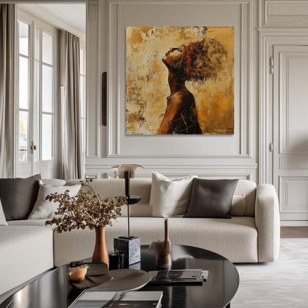 Elegantný obraz ženy Ukrytá v myšlienkach - 60x60