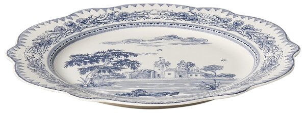 20-dielna sada jedálenského riadu biela a modrá porcelánový riad pre 4 osoby taniere a šálky vintage vzor