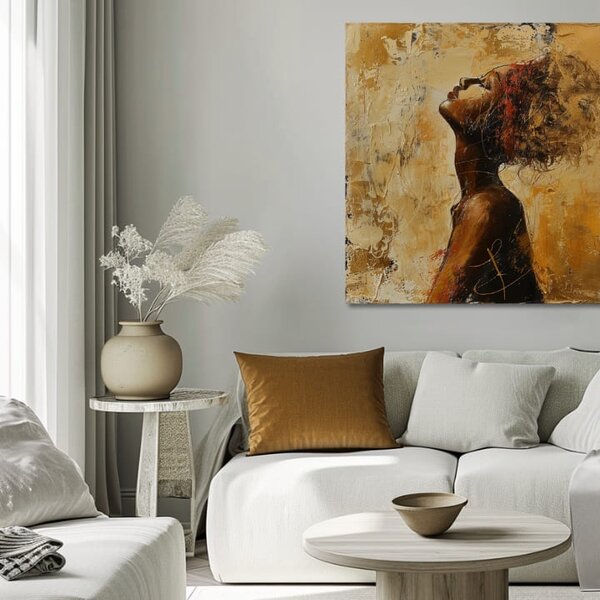 Elegantný obraz ženy Ukrytá v myšlienkach - 60x60