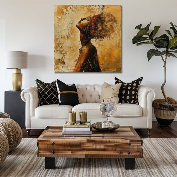 Elegantný obraz ženy Ukrytá v myšlienkach - 60x60