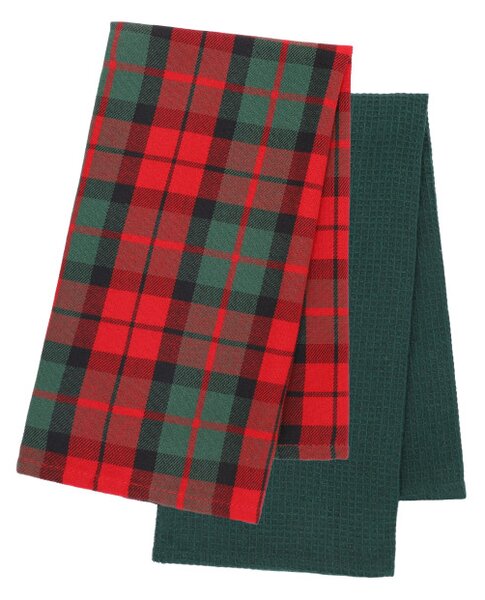 Sada kuchynských utierok TARTAN zelená / červená 944820