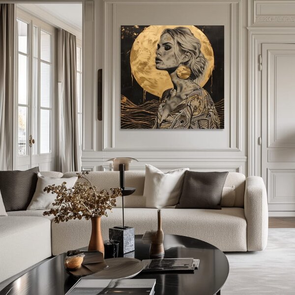 Elegantný obraz ženy Zlatá aura - 60x60 cm