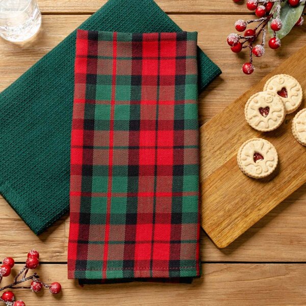 Sada kuchynských utierok TARTAN zelená / červená 944820