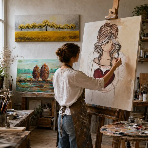 Maľovaný obraz na stenu ABSTRAKT 120x40 cm - 120×40 cm / Premium 4 cm