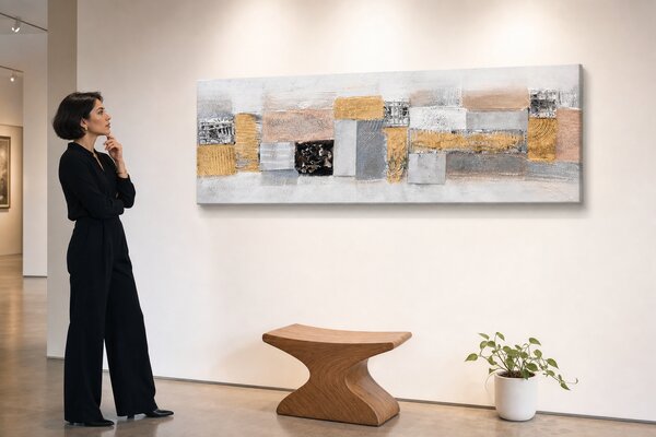 Maľovaný obraz na stenu ABSTRAKT 120x40 cm - 120×40 cm / Premium 4 cm
