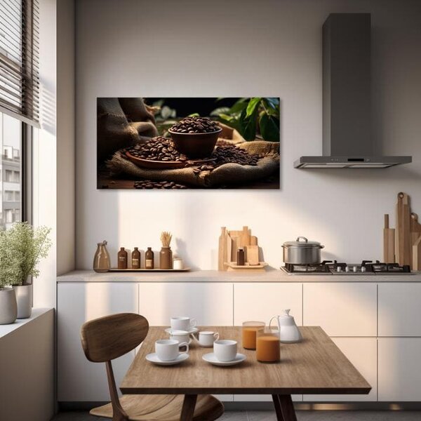 Kávové obrazy do kuchyne Ranná Arabica - 40x80 cm