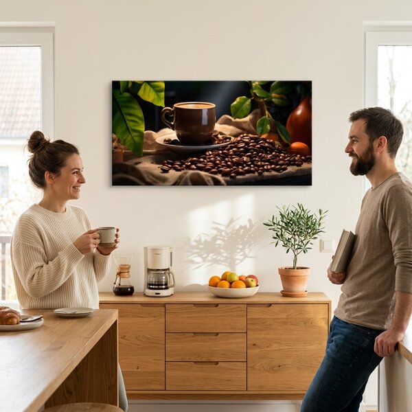 Kávové obrazy do kuchyne Majstrovské Dielo Baristu - 40x80 cm