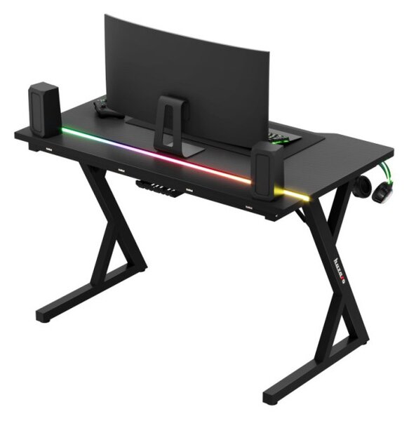 Herný stôl HERO 2.4 RGB s LED osvetlením čierny