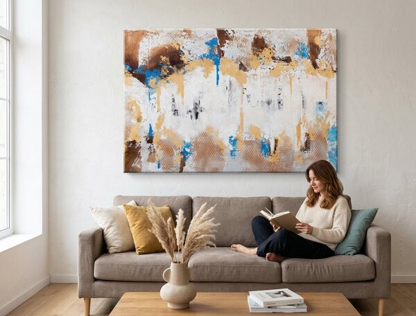 Maľovaný obraz na stenu ABSTRAKT 120x80 cm - Klasický 2 cm