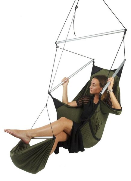 Lístok na mesiac Moon Chair Padák hodvábne závesné kreslo zelené Závesné kreslo