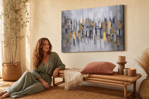 Maľovaný obraz na stenu ABSTRAKT 90x60 cm - 90×60 cm / Klasický 2 cm