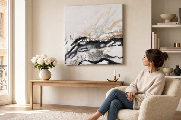 Maľovaný obraz na stenu ABSTRAKT 70x70 cm - 70×70 cm / Klasický 2 cm