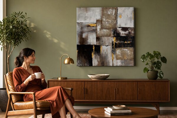 Maľovaný obraz na stenu ABSTRAKT 70x70 cm - 70×70 cm / Klasický 2 cm