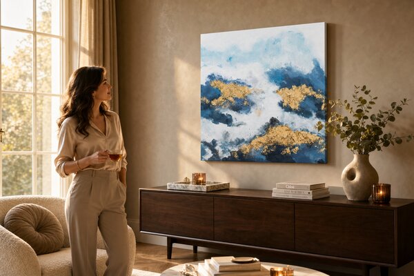 Maľovaný obraz na stenu ABSTRAKT 70x70 cm - 70×70 cm / Premium 4 cm