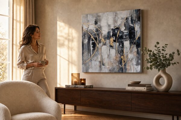 Maľovaný obraz na stenu ABSTRAKT 80x80 cm - 80×80 cm / Klasický 2 cm