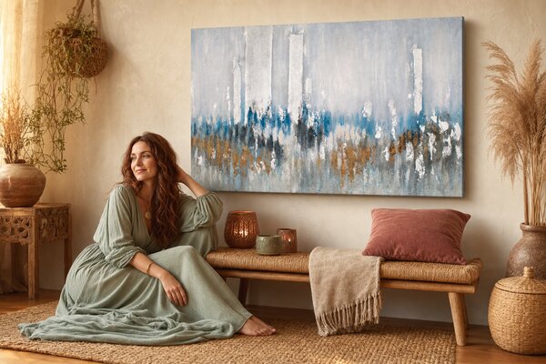 Maľovaný obraz na stenu ABSTRAKT 90x60 cm - 90×60 cm / Premium 4 cm