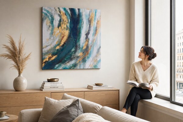 Maľovaný obraz na stenu ABSTRAKT 70x70 cm - 70×70 cm / Klasický 2 cm