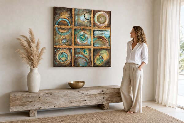 Maľovaný obraz na stenu ABSTRAKT 70x70 cm - 70×70 cm / Premium 4 cm