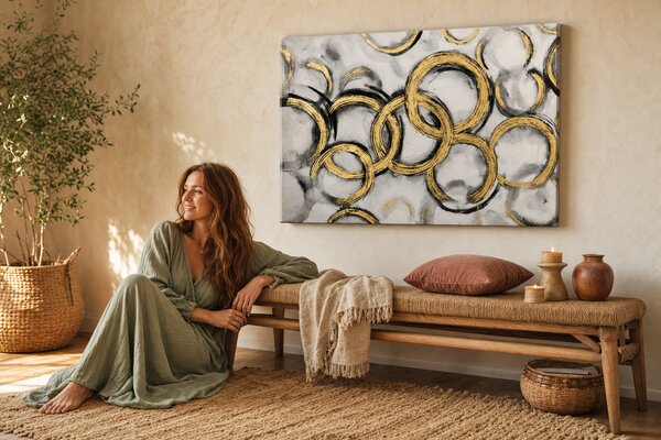 Maľovaný obraz na stenu ABSTRAKT 90x60 cm - 90×60 cm / Klasický 2 cm