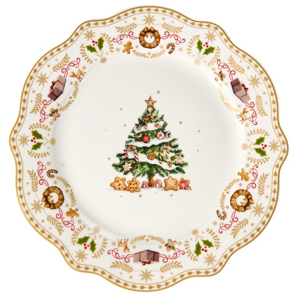 20-dielna sada jedálenského riadu biela porcelánový riad pre 4 osoby taniere a šálky vianočný motív