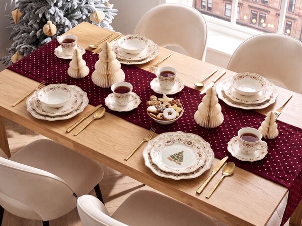 20-dielna sada jedálenského riadu biela porcelánový riad pre 4 osoby taniere a šálky vianočný motív