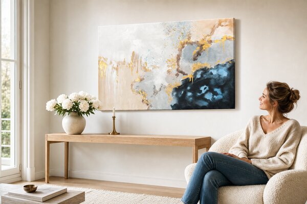Maľovaný obraz na stenu ABSTRAKT 90x60 cm - 90×60 cm / Premium 4 cm