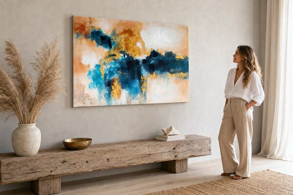 Maľovaný obraz na stenu ABSTRAKT 120x80 cm - 120×80 cm / Klasický 2 cm