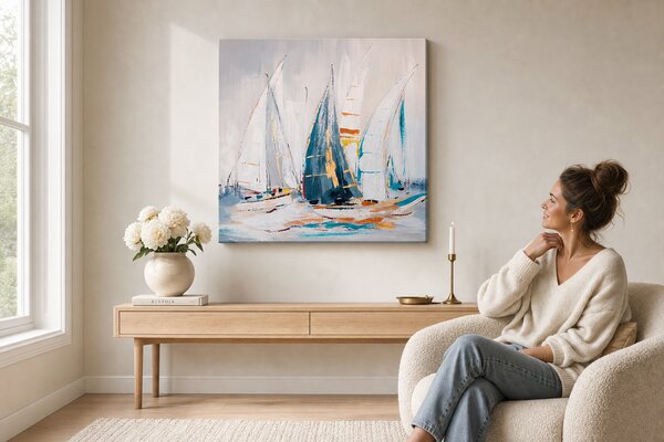 Maľovaný obraz na stenu ABSTRAKT 80x80 cm - 80×80 cm / Premium 4 cm