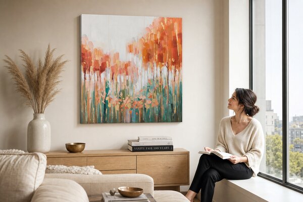 Maľovaný obraz na stenu ABSTRAKT 70x70 cm - 70×70 cm / Klasický 2 cm