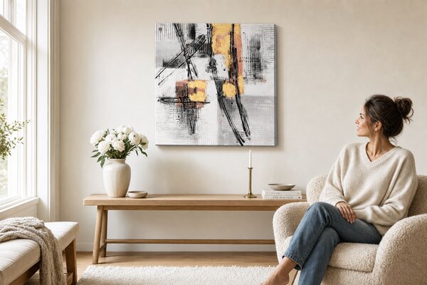 Maľovaný obraz na stenu ABSTRAKT 60x60 cm - 60×60 cm / Klasický 2 cm