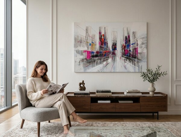 Maľovaný obraz na stenu ABSTRAKT 90x60 cm - Klasický 2 cm