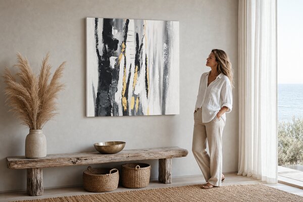 Maľovaný obraz na stenu ABSTRAKT 60x60 cm - 60×60 cm / Klasický 2 cm