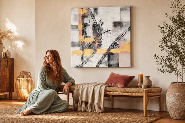 Maľovaný obraz na stenu ABSTRAKT 60x60 cm - 60×60 cm / Klasický 2 cm