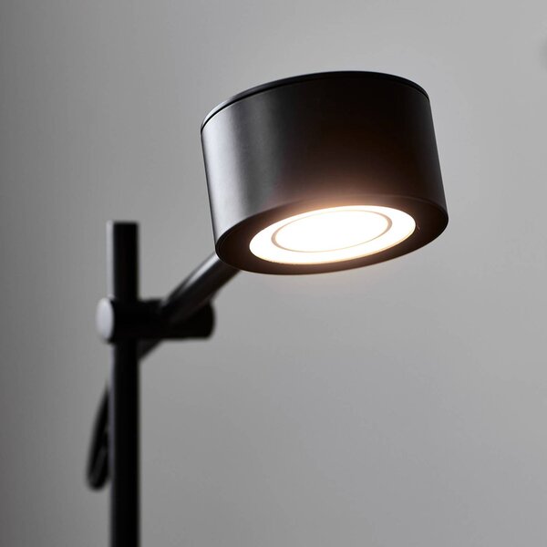 Stojaca LED lampa Clyde, 2-plameňová, stmievač, Čierna, Obývacia izba / jedáleň, kov, Moderný