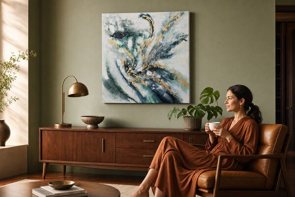 Maľovaný obraz na stenu ABSTRAKT 100x100 cm - 100×100 cm / Klasický 2 cm