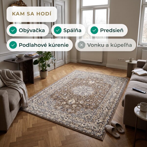 Angel Carpet, Kusový koberec Sultan 42 Beige, 80x150, béžová, kancelária