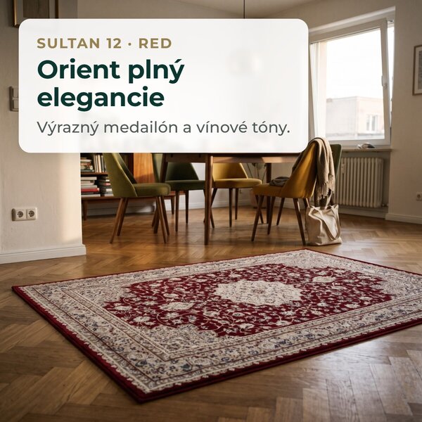 Angel Carpet, Kusový koberec Sultan 12 Red, 80x150, červená, kancelária
