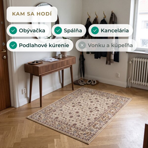 Angel Carpet, Kusový koberec Sultan 26 Beige, 80x150, béžová, kancelária
