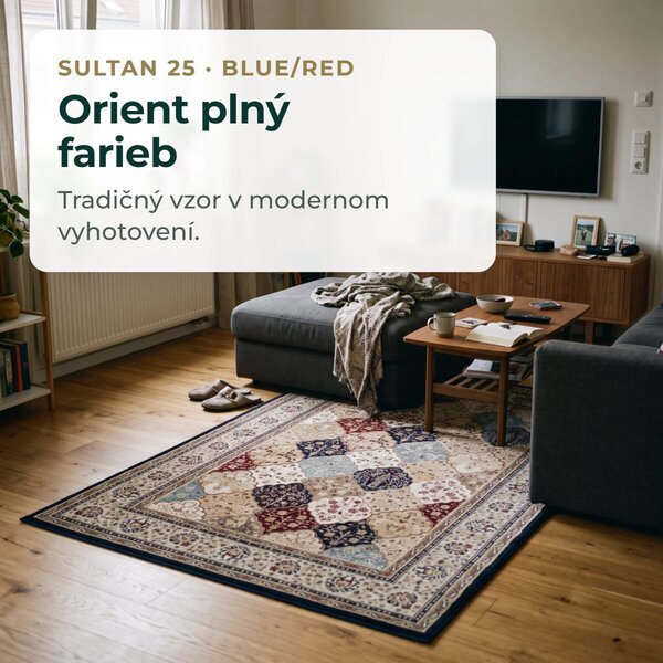 Angel Carpet, Kusový koberec Sultan 25 Blue/red, 80x150, viacfarebná, kancelária