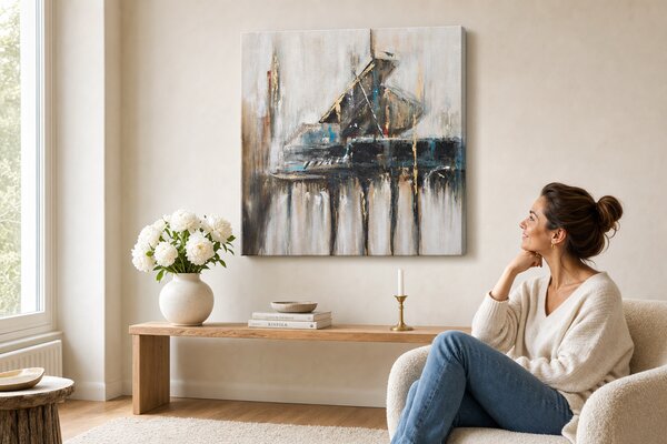 Maľovaný obraz na stenu ABSTRAKT 100x100 cm - 100×100 cm / Klasický 2 cm