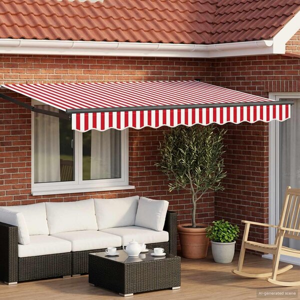 Maison Exclusive – Elektrická solárna markíza, 3 x 2,5 m, červeno-biela