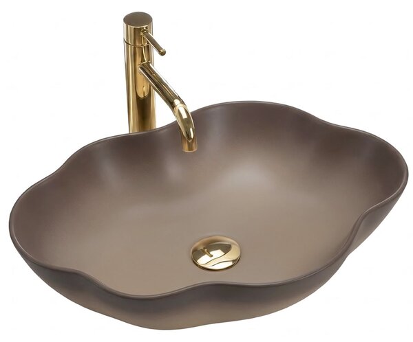 Rea Pearl, umývadlo na dosku 505x380x135 mm, béžová-hnedá-Ombre, REA-U0629