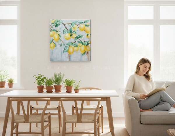 Maľovaný obraz na stenu CITRÓNY 60x60 cm - 60×60 cm / Klasický 2 cm