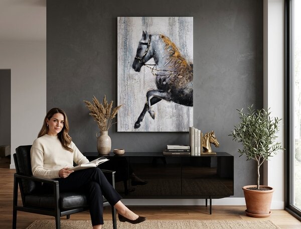 Maľovaný obraz na stenu KÔŇ 80x120 cm - 80×120 cm / Klasický 2 cm