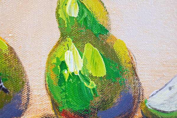 Maľovaný obraz na stenu HRUŠKY 120x50 cm - 120×50 cm / Premium 4 cm