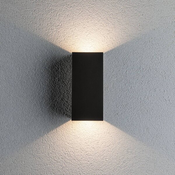 Paulmann LED vonkajšie nástenné svietidlo Flame, 22 cm, antracitová, hore/dole, Čierna, Hliník, Moderný, Nástenné svietidlo